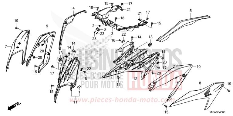 CARENAGE MILIEU von NC750X DCT GRAND PRIX RED (R380) von 2021